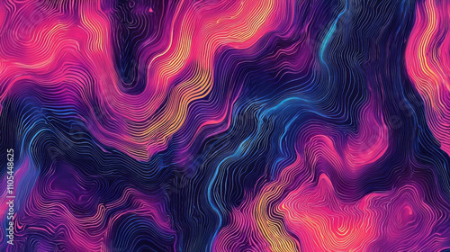 Vibrant abstract seamless pattern with swirling lines and colors