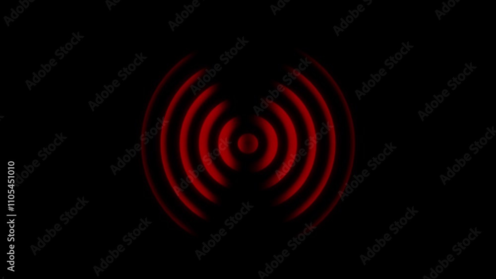Animation of red radio waves spreading on transparent background with alpha channel Radio wave looping screen background animation. Radar waves concept . Animation of red radio waves spreading on transparent background with alpha channel Radio wave looping screen background animation. Radar waves concept .