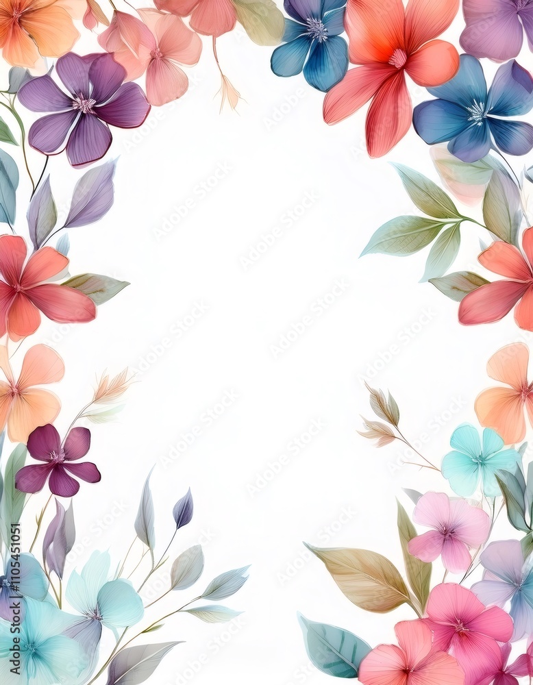 Obraz premium Circle of flowers with purple, pink, blue, and red petals