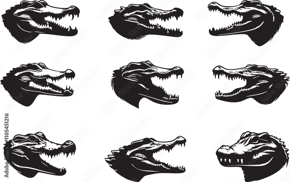 Minimalist Crocodile Head Illustration Minimalist Crocodile Head Illustration
