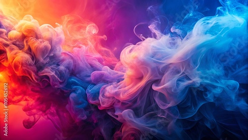 Abstract Swirling Colorful Smoke Clouds in Vivid Hues