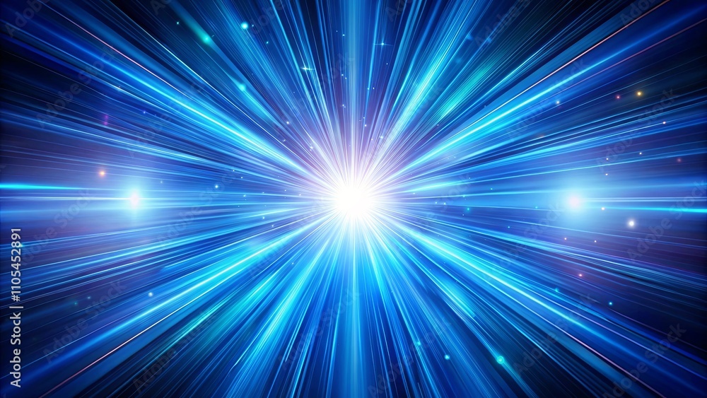 Abstract Burst of Light Energetic Blue Rays Converging at a Bright Core Abstract Burst of Light Energetic Blue Rays Converging at a Bright Core