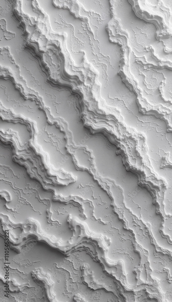Fototapeta premium Abstract white textured surface with layered wavy patterns