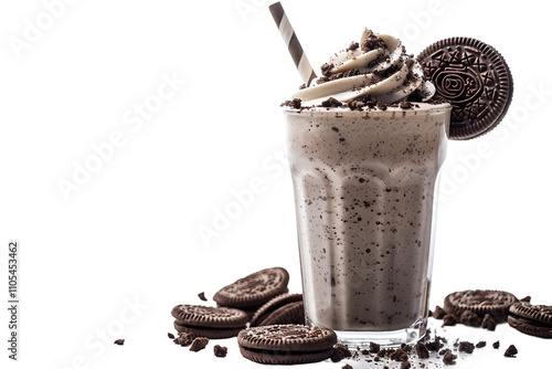 Thick Oreo Milkshake with a Smooth and Creamy Texture Isolated on Transparent Background