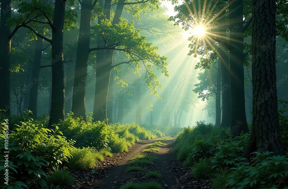 A serene forest path illuminated by golden sunlight streaming through the tall trees, casting soft shadows and creating a tranquil atmosphere in lush greenery A serene forest path illuminated by golden sunlight streaming through the tall trees, casting soft shadows and creating a tranquil atmosphere in lush greenery