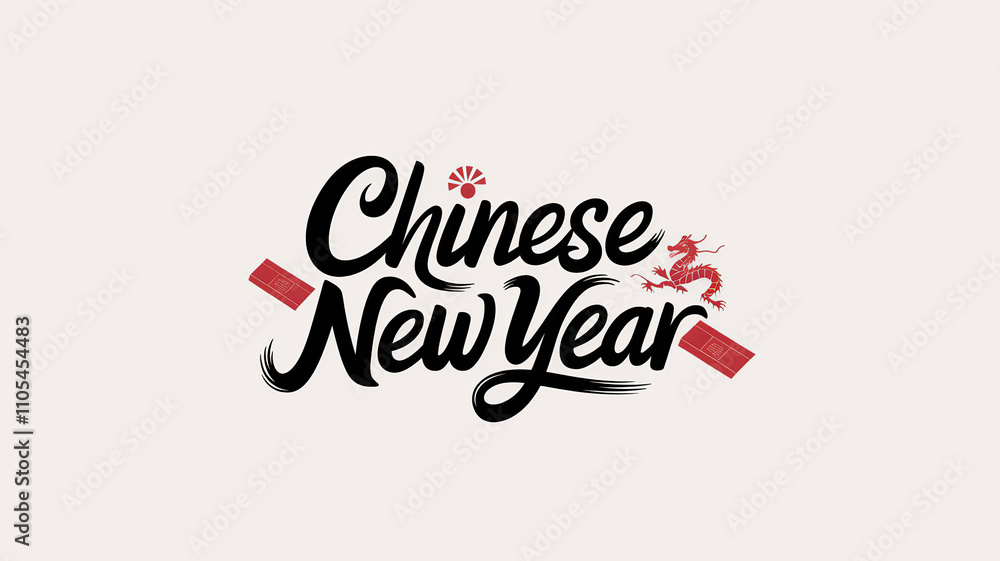 Chinese New Year National lettering and simple decorative elements, calligraphy poster, generative AI Chinese New Year National lettering and simple decorative elements, calligraphy poster, generative AI