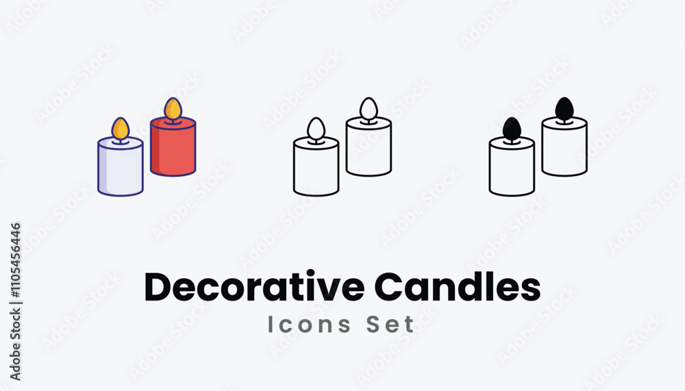 Decorative Candles Icons thin line and glyph vector icon stock illustration Decorative Candles Icons thin line and glyph vector icon stock illustration