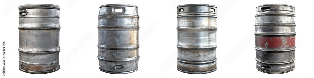 Metal keg isolated on transparent background, Set of Metal keg isolated on transparent background, Set of
