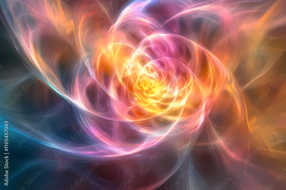 abstract background. Soft, flowing gradients of pastel hues, creating an ethereal composition of delicate curves and textured layers. 