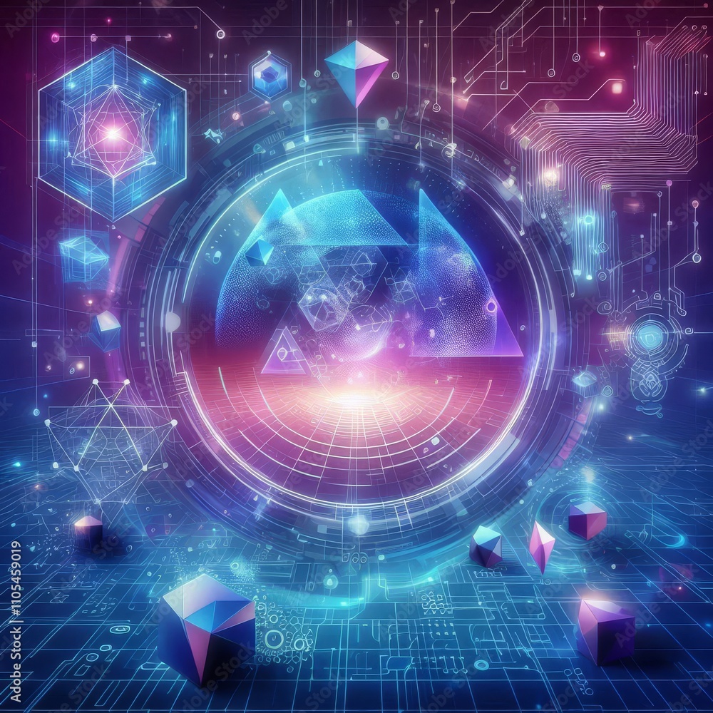 Fototapeta premium Blue-violet technology background micro circuit