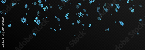 Vector snowflakes png. Falling snowflakes on transparent background. Snow storm, snowfall. Winter or Christmas background.