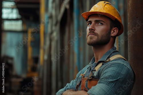 Professional in work uniform and helmet