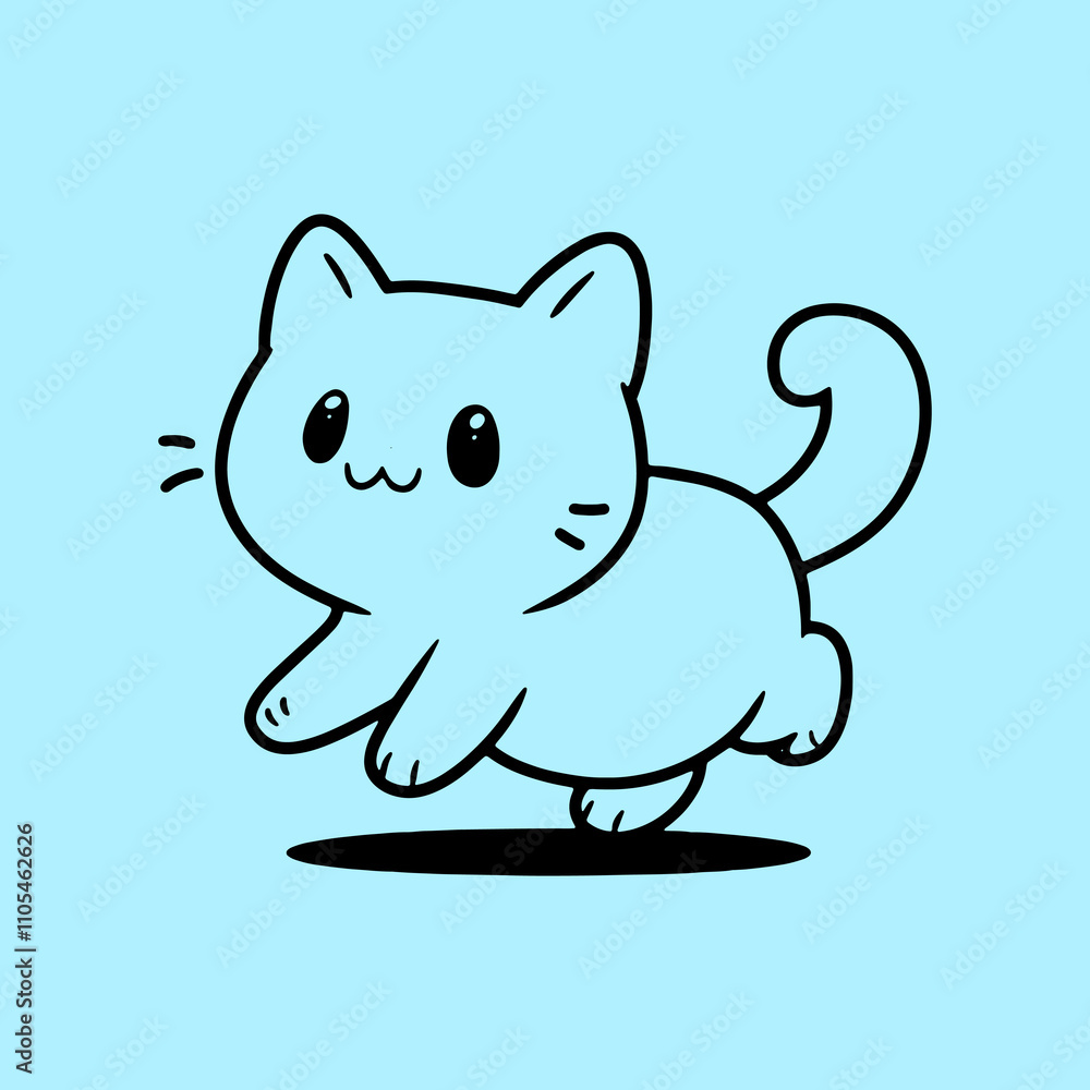 A simple black outline drawing of a cartoon cat 1 A simple black outline drawing of a cartoon cat 1