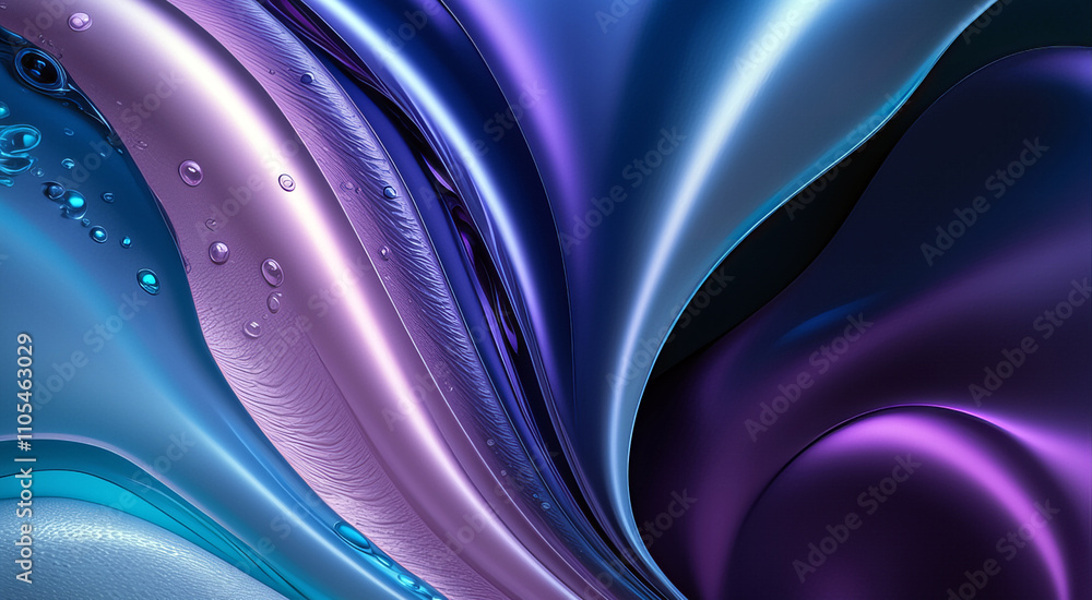 Fototapeta premium Gładka, miękka fala płynu lub tkaniny w eleganckich odcieniach granatu i jasnego błękitu, tworząca spokojny i uspokajający efekt wizualny