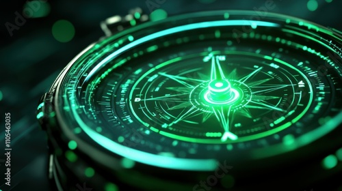 Wallpaper Mural Digital compass with glitch effects a futuristic exploration of technology home nature and lifestyle Torontodigital.ca