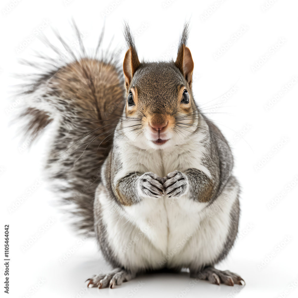 Obraz premium eastern gray squirrel on white background
