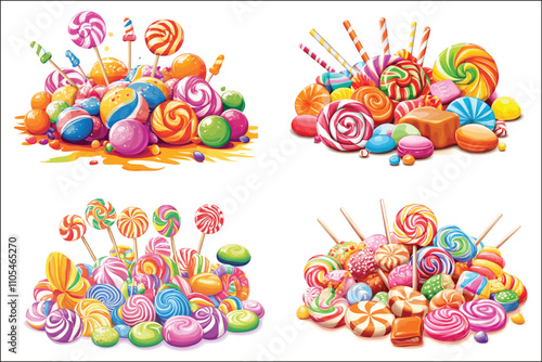 Whimsical Watercolor Candy & Lollipop Vector Art Collection