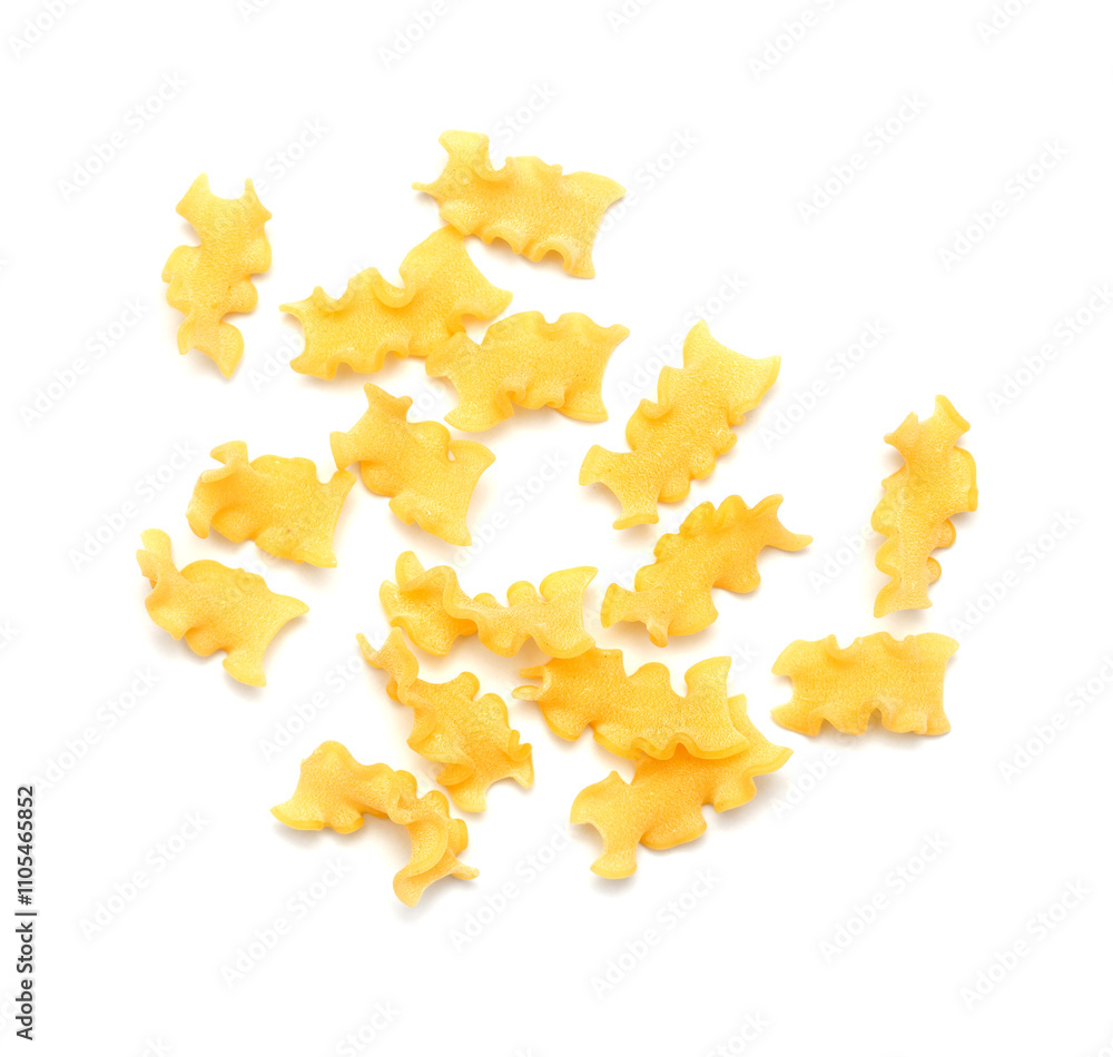 Mafalda ribbon shaped dry pasta, isolated on white background Mafalda ribbon shaped dry pasta, isolated on white background