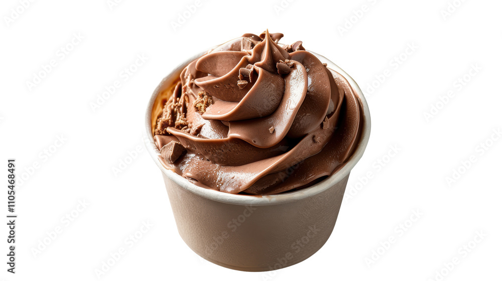 Chocolate ice cream in a paper cup, isolated Chocolate ice cream in a paper cup, isolated
