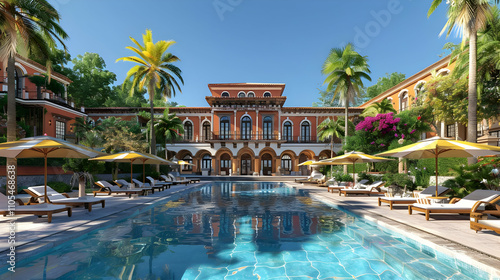 Mediterranean Villa 3D Rendering Poolside Paradise