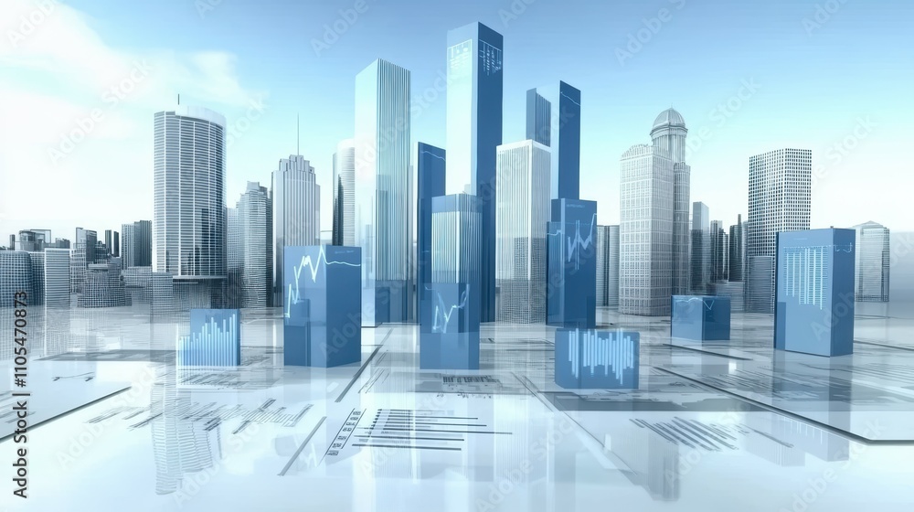 Financial growth insights urban skyline digital graphs modern city aerial perspective economy trends Financial growth insights urban skyline digital graphs modern city aerial perspective economy trends