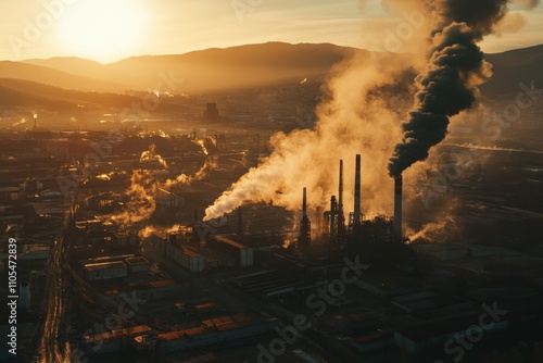 Industrial Landscape at Sunset