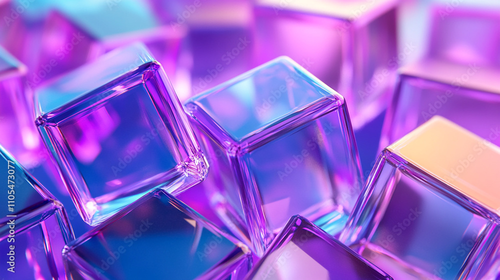 Colorful translucent cubes create a vibrant abstract composition with light and reflections Colorful translucent cubes create a vibrant abstract composition with light and reflections