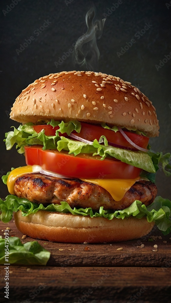 hamburger on a wooden board hamburger on a wooden board