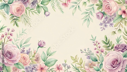 Elegant Watercolor Floral Border Design for Invitations and Announcements