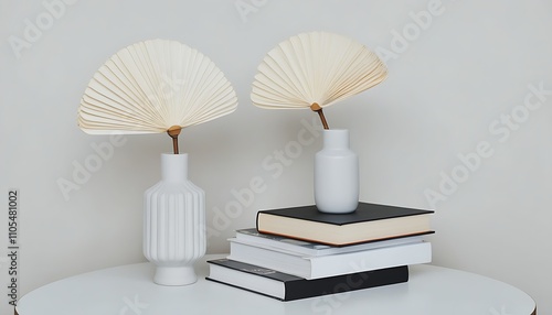 Wallpaper Mural Elegant indoor decor, harmonious arrangement of books and vases Torontodigital.ca