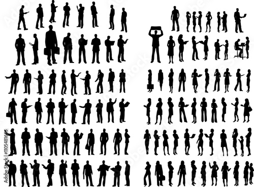 set of 100 Business People Silhouettes , man and woman
