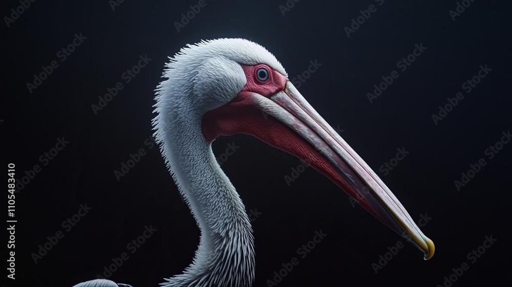 A vibrant close-up of a pink-backed pelican against a dark backdrop showcases the bird's striking features. Part of a breeding program A vibrant close-up of a pink-backed pelican against a dark backdrop showcases the bird's striking features. Part of a breeding program