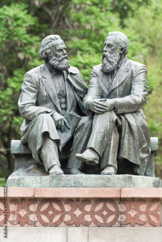 Karl Marx and Friedrich Engels Monument in Bishkek, Kyrgyzstan photo