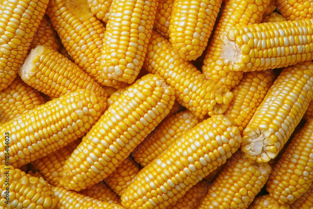 Fresh corn on the cob forming a vibrant yellow background Fresh corn on the cob forming a vibrant yellow background
