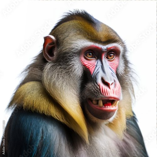 mandrill on white background photo