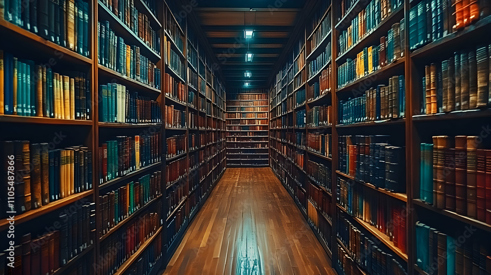custom made wallpaper toronto digitalA Long Corridor of Bookshelves Filled with Ancient and Modern Books in a Library