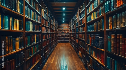 Wallpaper Mural A Long Corridor of Bookshelves Filled with Ancient and Modern Books in a Library Torontodigital.ca