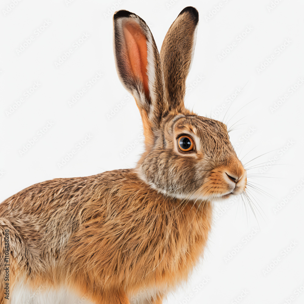 Obraz premium european hare on white background