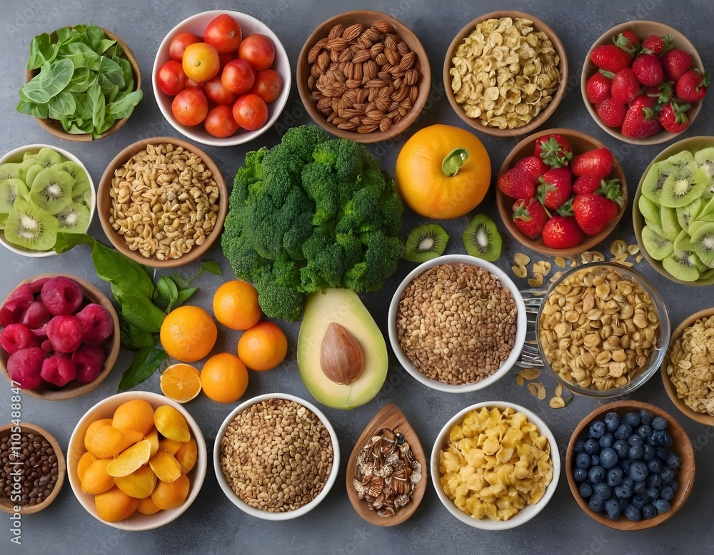 set of different spices vegetables and fruits isolated on a wooden grey background set of different spices vegetables and fruits isolated on a wooden grey background