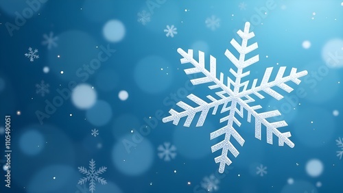 Snowflake on a magical blue background.