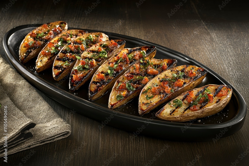 Grilled Potato Wedges with Tomato Basil Topping Grilled Potato Wedges with Tomato Basil Topping