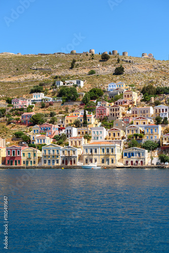 Obraz na płótnie Pastel coloured houses on Symi island. Dodecanese, Greece w salonie