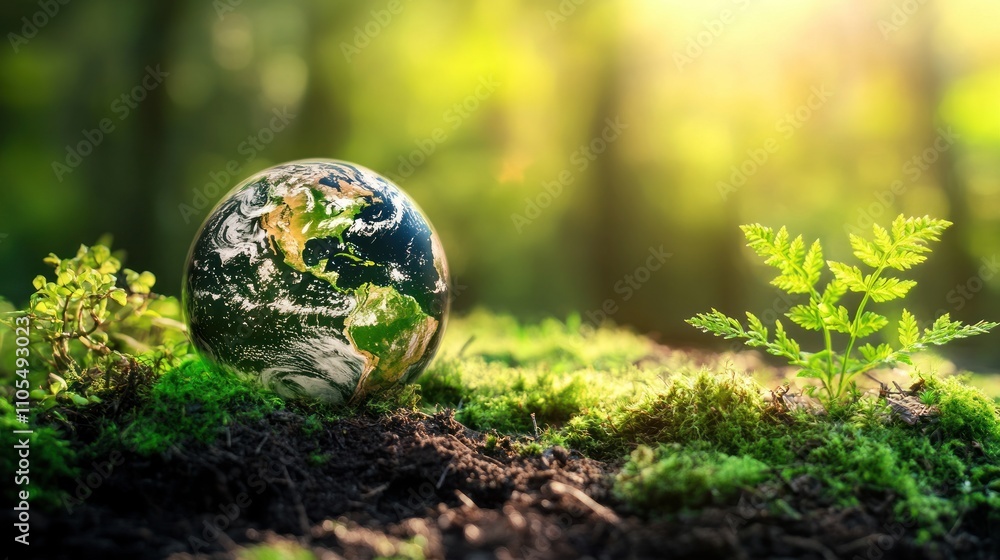 Earth Globe on a Bed of Moss Earth Globe on a Bed of Moss