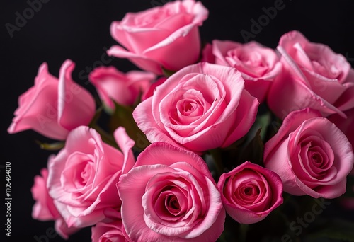 Beautiful Pink Roses Bouquet Closeup Photography Floral Background