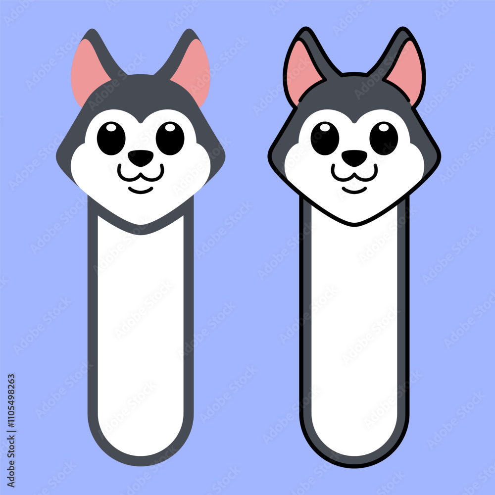 Fototapeta premium Vector Husky Bookmark Flat Design Illustration