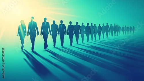 Minimalist Silhouette of a Leadership Team Aligned in Formation