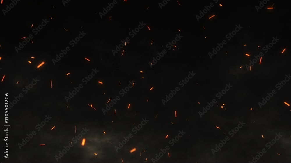 Glowing cinematic fire particles rising up with smoke and haze. Fire sparks flying fast with the wind. Bonfire, fire flakes background, fire ashes flow. Hot burning blaze, big flame, and disaster. 4k.