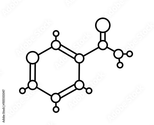 Niacinamide line icon. Vitamin B3 molecular structure.