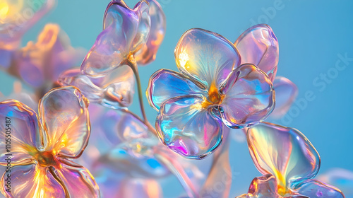 Big glass pansy flowers in rainbow hues