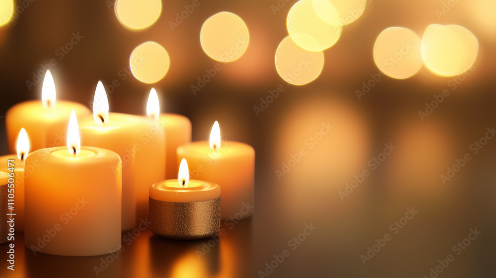 Glowing Candlelight with Warm Bokeh Background Glowing Candlelight with Warm Bokeh Background